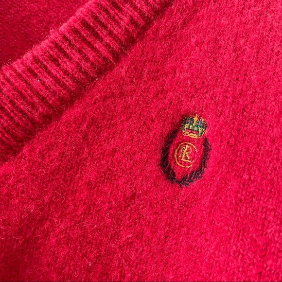 Vintage red Shetland wool Ralph Lauren Chaps v-neck sweater ❤️ - Picture 2 of 7